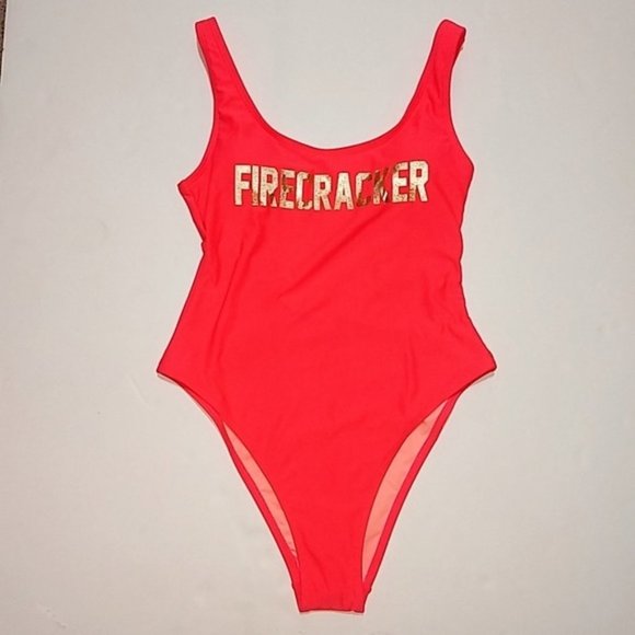 Xhilaration Firecracker Neon Pink One Piece Swimsuit - Picture 2 of 4
